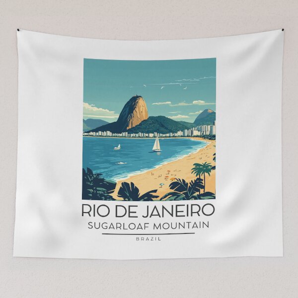 Item preview, A Vintage Illustration of Sugarloaf Mountain (Pão de Açúcar) in Rio de Janeiro designed and sold by GoodOldVintage.