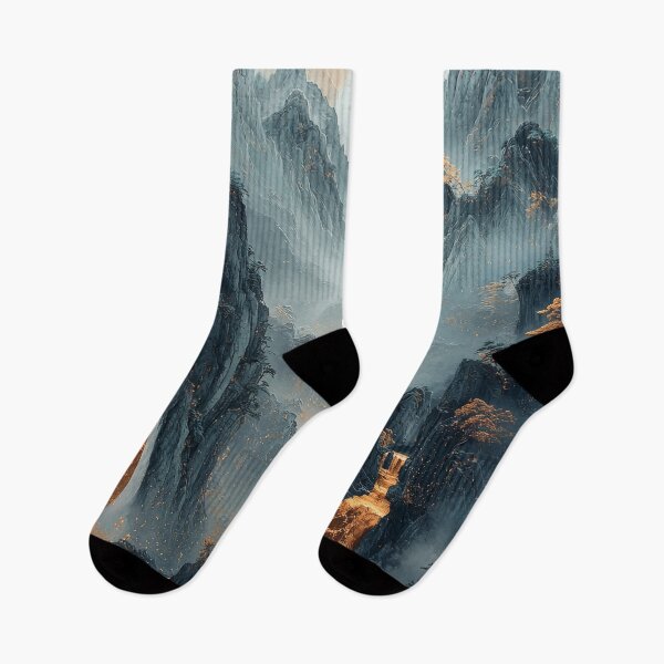 Item preview, Majestic waterfalls cascade through serene mountains with golden reflections during a misty sunrise. designed and sold by Jerhus.