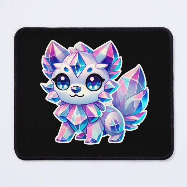 Item preview, Cute Kawaii Crystal Wolf - Kawaii Pastel Crystal Wolf with Gem-Like Fur designed and sold by DesignDoodleArt.