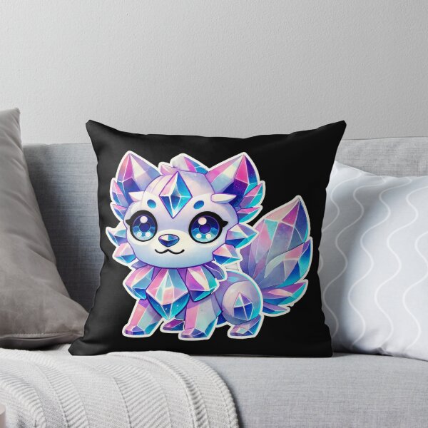 Item preview, Cute Kawaii Crystal Wolf - Kawaii Pastel Crystal Wolf with Gem-Like Fur designed and sold by DesignDoodleArt.