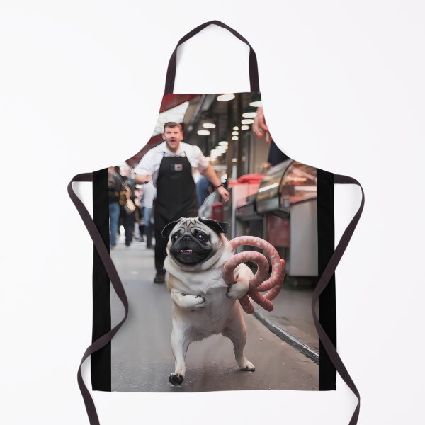 Item preview, "The Great Sausage Heist" Mischievous Pug Stealing Sausages – Funny Dog Art designed and sold by IMPHives.
