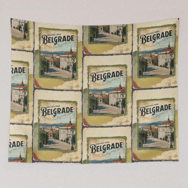 Item preview, Greetings from Belgrade Vintage Travel Retro Postcard Design designed and sold by TravelPostcardGems.