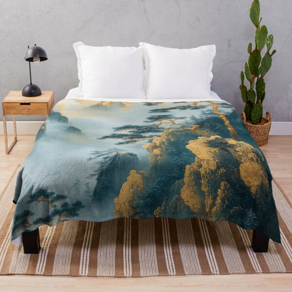 Item preview, Majestic mountains rise above a mystical mist, with ancient trees stretching their branches towards the sky. designed and sold by Jerhus.