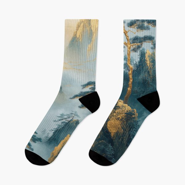 Item preview, Majestic mountains rise above a mystical mist, with ancient trees stretching their branches towards the sky. designed and sold by Jerhus.