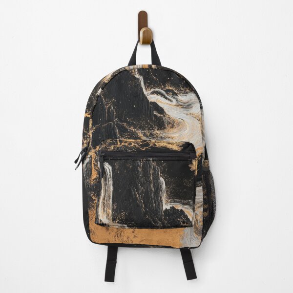 Item preview, Flowing river with golden trees and waterfall in abstract landscape artwork. designed and sold by Jerhus.