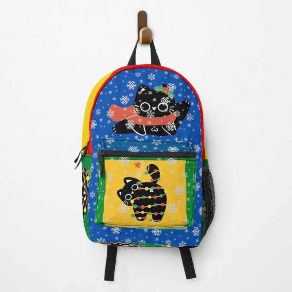 Item preview, Black kitty tangled in Christmas lights designed and sold by BigfeetLittlepaws.