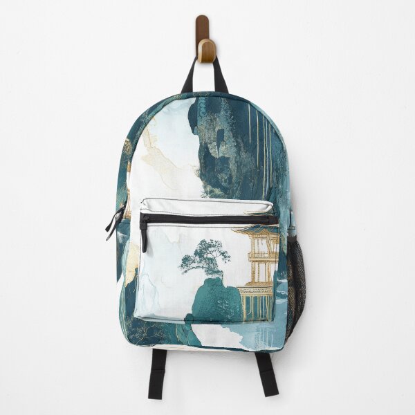 Item preview, Scenic mountain landscape with a traditional Asian pavilion above a waterfall. designed and sold by Jerhus.