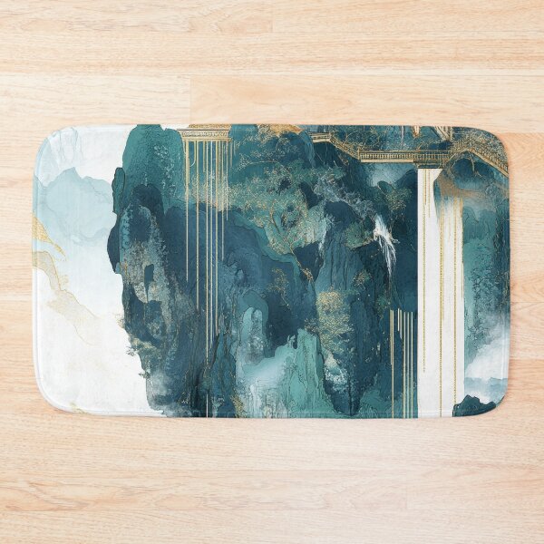 Item preview, Scenic mountain landscape with a traditional Asian pavilion above a waterfall. designed and sold by Jerhus.