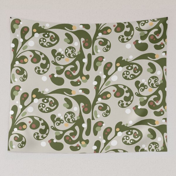 Item preview, Boho print floral vine swirl dot art designed and sold by SquirkyShop.