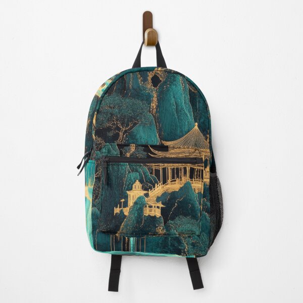 Item preview, Beautiful mountain landscape with waterfalls and traditional architecture under a starry sky. designed and sold by Jerhus.