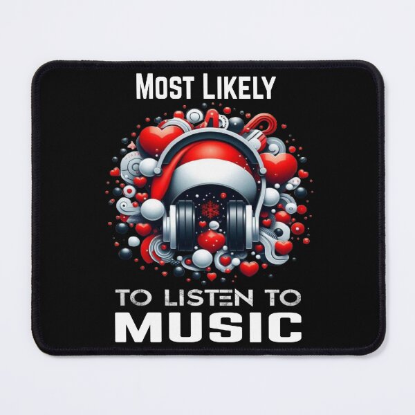 Item preview, Most Likely To Listen To Music Christmas Matching Family Funny Santa's Hat Headphones designed and sold by Creat-Des.