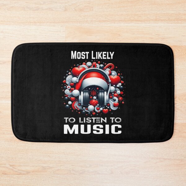 Item preview, Most Likely To Listen To Music Christmas Matching Family Funny Santa's Hat Headphones designed and sold by Creat-Des.