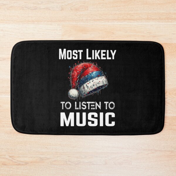 Item preview, Most Likely To Listen To Music Christmas Matching Family Funny Santa's Hat Headphones designed and sold by Creat-Des.