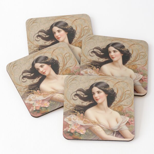 Item preview, Beautiful painting of an Art Nouveau Renaissance Impressionistic woman after Gustav Klimt designed and sold by Vintage Designs +.