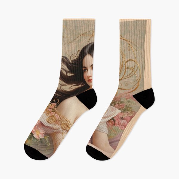 Item preview, Beautiful painting of an Art Nouveau Renaissance Impressionistic woman after Gustav Klimt designed and sold by Vintage Designs +.
