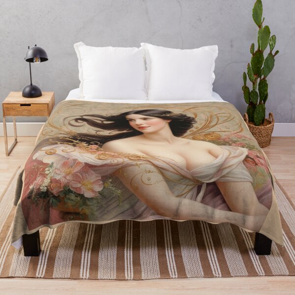 Item preview, Beautiful painting of an Art Nouveau Renaissance Impressionistic woman after Gustav Klimt designed and sold by Vintage Designs +.