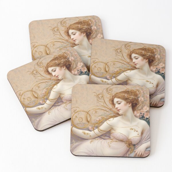 Item preview, Beautiful painting of an Art Nouveau Renaissance Impressionistic woman after Gustav Klimt designed and sold by Vintage Designs +.