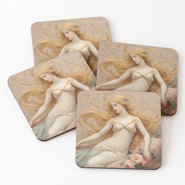 Item preview, Beautiful painting of an Art Nouveau Renaissance Impressionistic woman after Gustav Klimt designed and sold by Vintage Designs +.