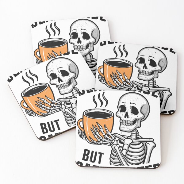 Item preview, Dead Inside But Caffeinated Unhinged Halloween Skeleton Coffee designed and sold by KitonicTees.