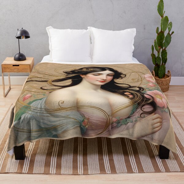 Item preview, Beautiful painting of an Art Nouveau Renaissance Impressionistic woman after Gustav Klimt designed and sold by Vintage Designs +.