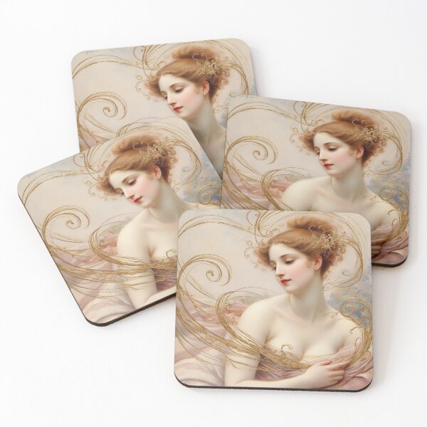 Item preview,  Beautiful painting of an Art Nouveau Renaissance Impressionistic woman after Gustav Klimt designed and sold by Vintage Designs +.