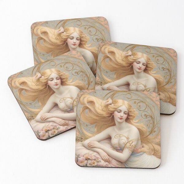Item preview,  Beautiful painting of an Art Nouveau Renaissance Impressionistic woman after Gustav Klimt designed and sold by Vintage Designs +.