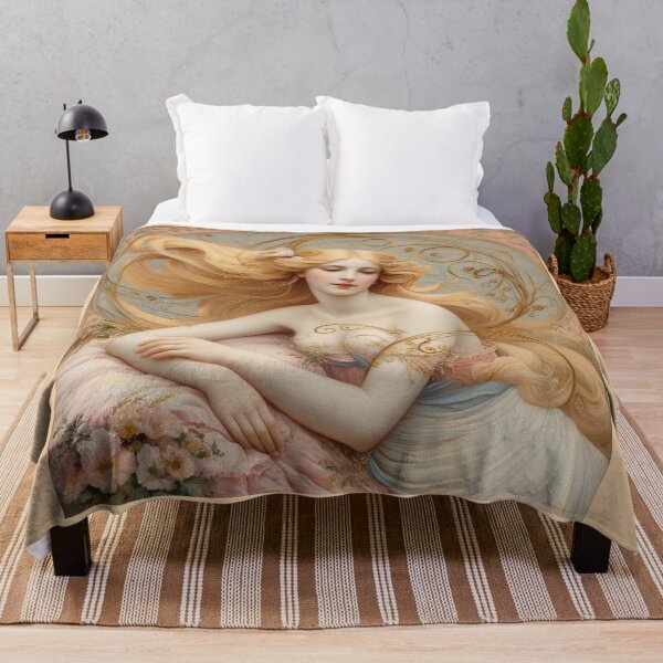 Item preview, Beautiful painting of an Art Nouveau Renaissance Impressionistic woman after Gustav Klimt designed and sold by Vintage Designs +.