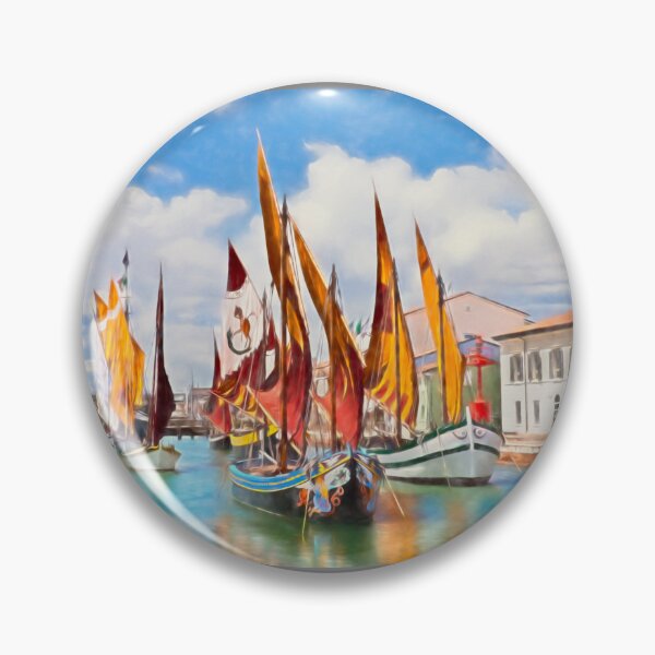 Item preview, Cesenatico, Emilia Romagna, Italy. Watercolor painting of the ancient fishing sailing boats designed and sold by Ermes.S.