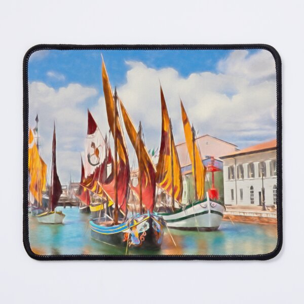 Item preview, Cesenatico, Emilia Romagna, Italy. Watercolor painting of the ancient fishing sailing boats designed and sold by Ermes.S.