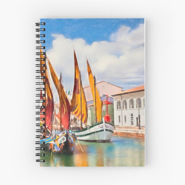 Aperçu de l'œuvre Cesenatico, Émilie-Romagne, Italie. Aquarelle représentant les anciens voiliers de pêche créée et vendue par Ermes.S.