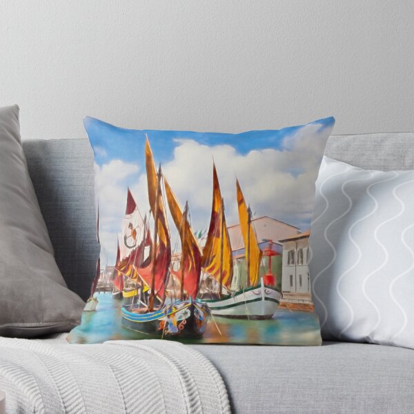 Item preview, Cesenatico, Emilia Romagna, Italy. Watercolor painting of the ancient fishing sailing boats designed and sold by Ermes.S.