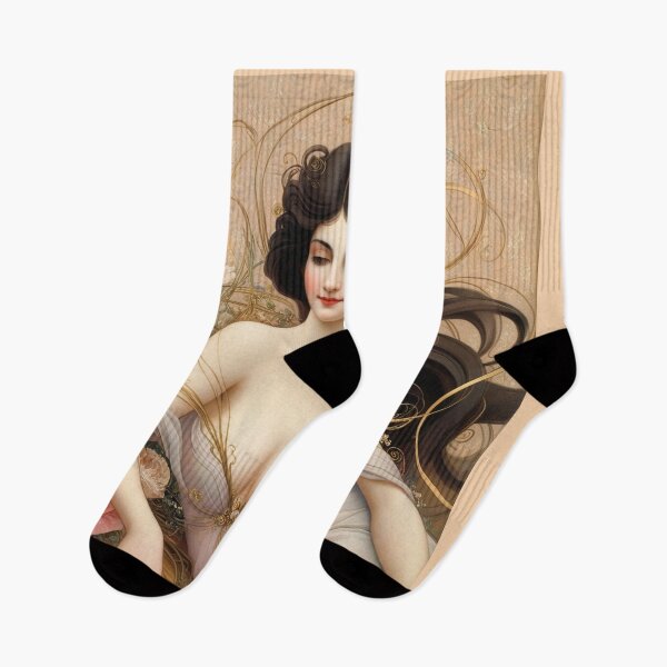 Item preview, Beautiful painting of an Art Nouveau Renaissance Impressionistic woman after Gustav Klimt designed and sold by Vintage Designs +.