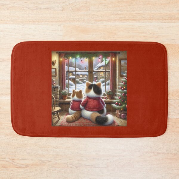 Item preview, Calico Christmas cats watching the snow fall designed and sold by BritishDelights.