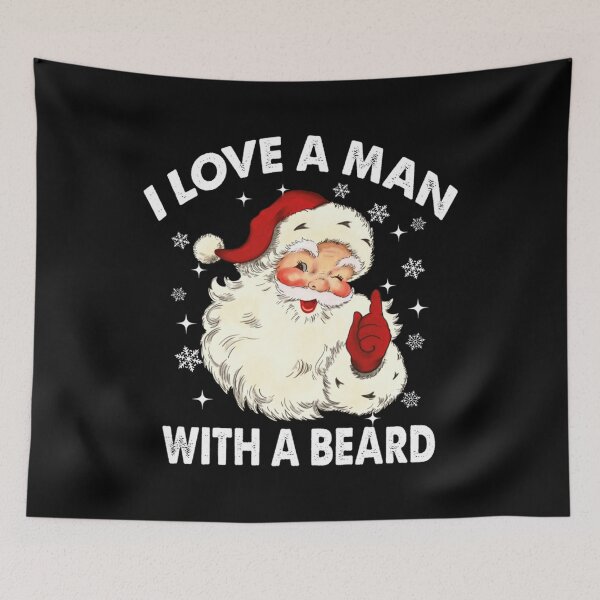 Item preview, I Love a Man with a Beard Santa Christmas, Retro Santa Beard Pullover designed and sold by OWL-studio.