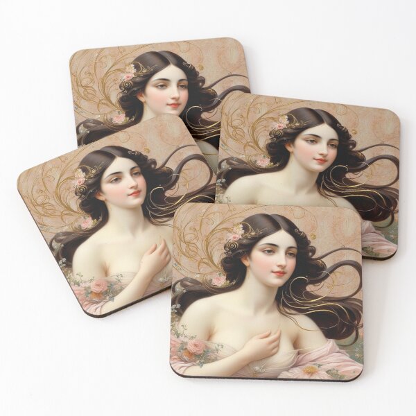 Item preview, Beautiful painting of an Art Nouveau Renaissance Impressionistic woman after Gustav Klimt designed and sold by Vintage Designs +.
