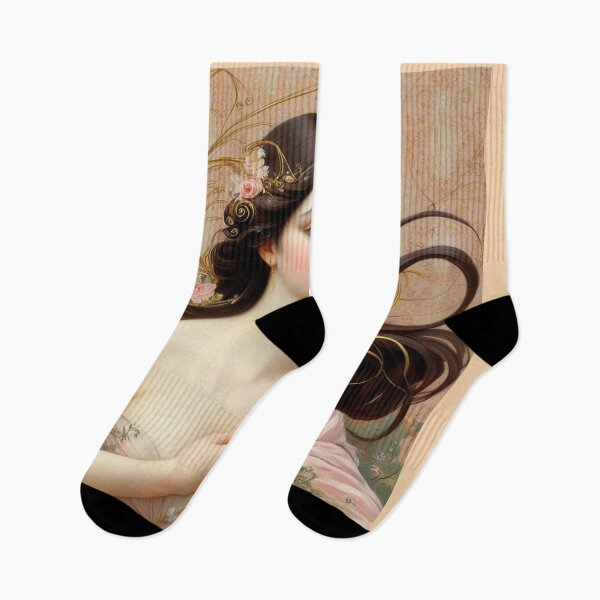 Item preview, Beautiful painting of an Art Nouveau Renaissance Impressionistic woman after Gustav Klimt designed and sold by Vintage Designs +.