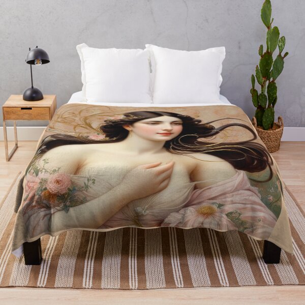 Item preview, Beautiful painting of an Art Nouveau Renaissance Impressionistic woman after Gustav Klimt designed and sold by Vintage Designs +.