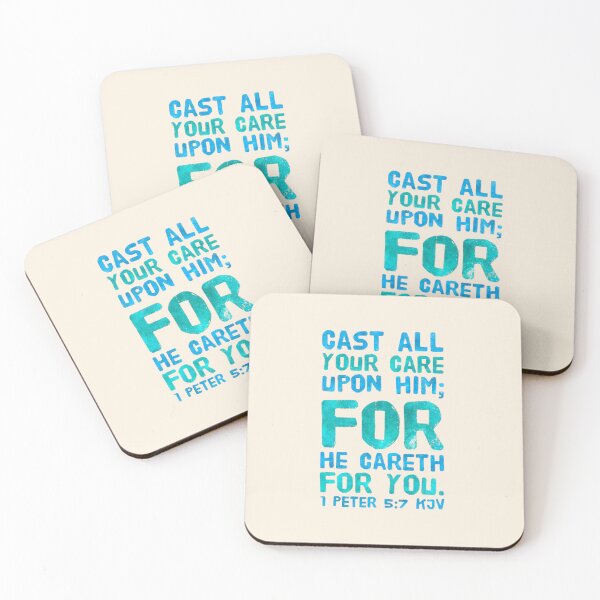 Item preview, KJV 1 Peter 5:7, Christian Bible Verse Typograph designed and sold by Our Bible Journey.