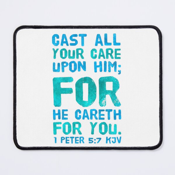 Item preview, KJV 1 Peter 5:7, Christian Bible Verse Typograph designed and sold by Our Bible Journey.
