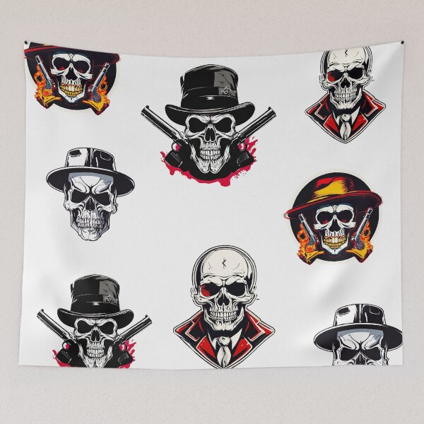 Item preview, Gangster Skull Mafia Boss Pattern 1 designed and sold by Tom-Johnson.