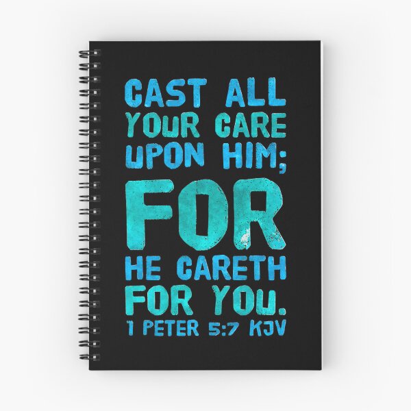 Item preview, KJV 1 Peter 5:7, Christian Bible Verse Typography designed and sold by Our Bible Journey.