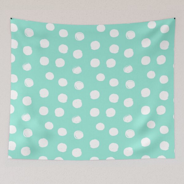 Item preview, White Round Brush Strokes Pattern on Mint Blue background designed and sold by seafoam12shop.