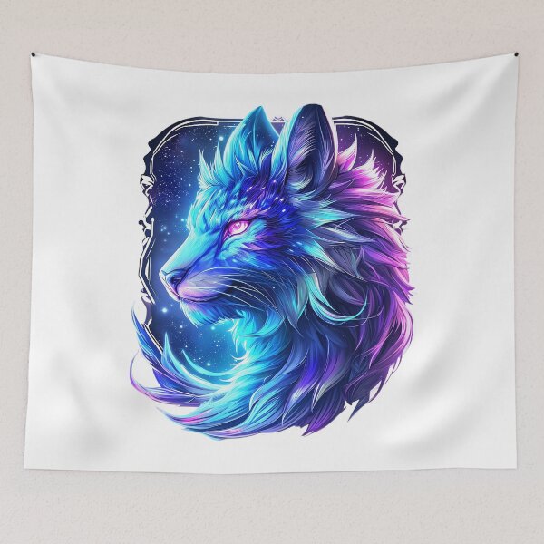 Item preview, Cosmic Lyran Feline - Vibrant Neon Fantasy Art designed and sold by MystiqSlav.