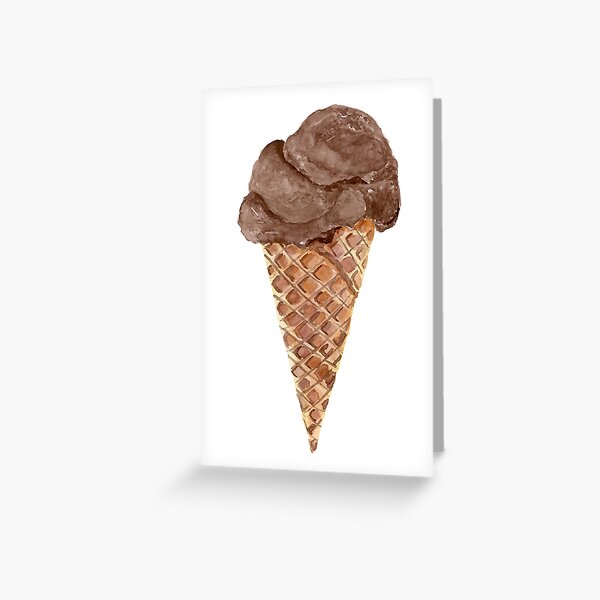 Aperçu de l'œuvre Glace au chocolat à l'aquarelle sur cornet gaufré créée et vendue par daphsam.
