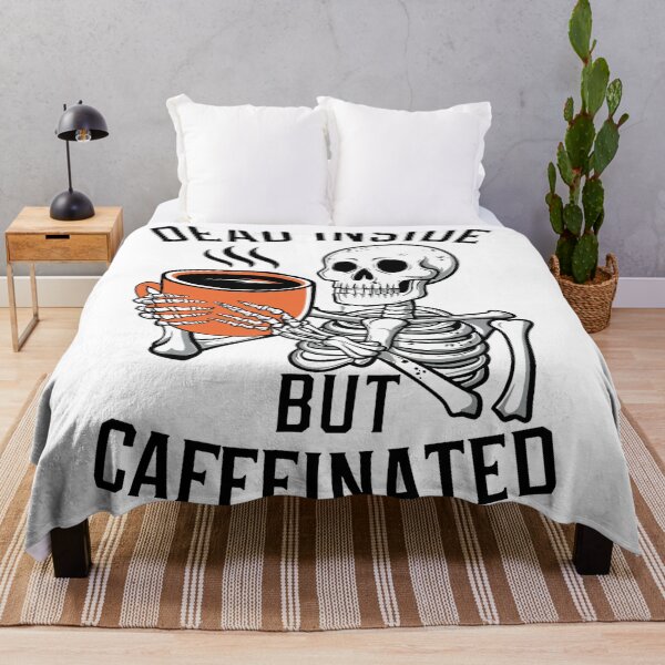 Item preview, Unhinged Dead Inside But Caffeinated Halloween Skeleton Coffee designed and sold by KitonicTees.