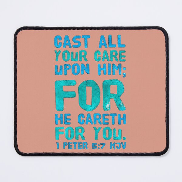 Item preview, KJV 1 Peter 5:7, Christian Bible Verse Typography designed and sold by Our Bible Journey.