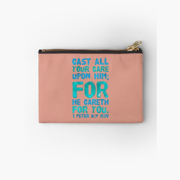 Item preview, KJV 1 Peter 5:7, Christian Bible Verse Typography designed and sold by Our Bible Journey.
