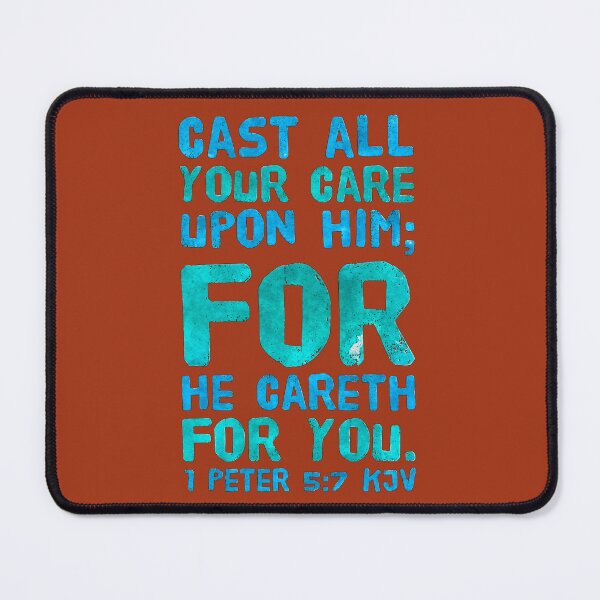 Item preview, KJV 1 Peter 5:7, Christian Bible Verse Typography designed and sold by Our Bible Journey.