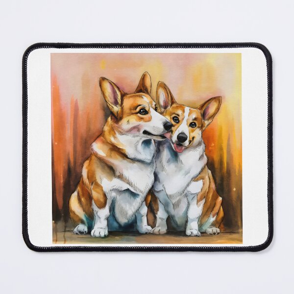 Item preview, Calm corgi couple in calm watercolor love happy corgi - Corgi Duo designed and sold by Pastel-Pulse.