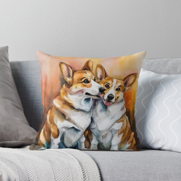 Item preview, Calm corgi couple in calm watercolor love happy corgi - Corgi Duo designed and sold by Pastel-Pulse.